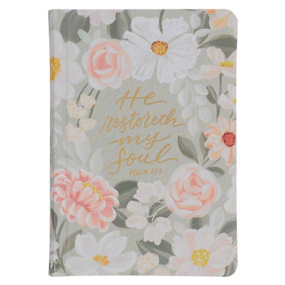 Compact Faux Leather HC Floral Printed Ps 23:3 KJV Bible