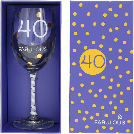 40th Gift Boxed 16 oz Crystal Wine Glass