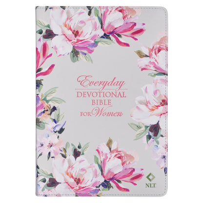Floral Faux Leather Devotional NLT Bible for Women