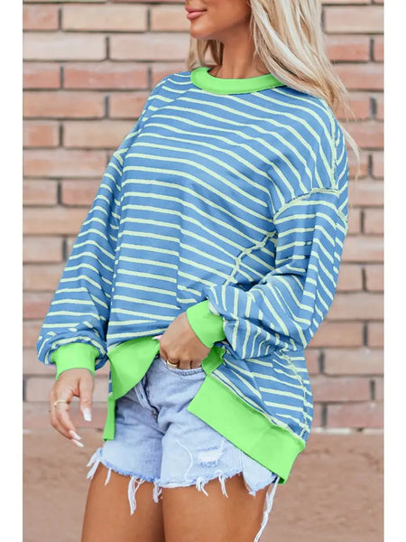 Sky Blue & Green Stripe Taylor Sweatshirt