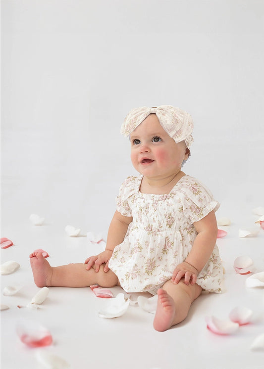 Baby White Rose Garden Romper