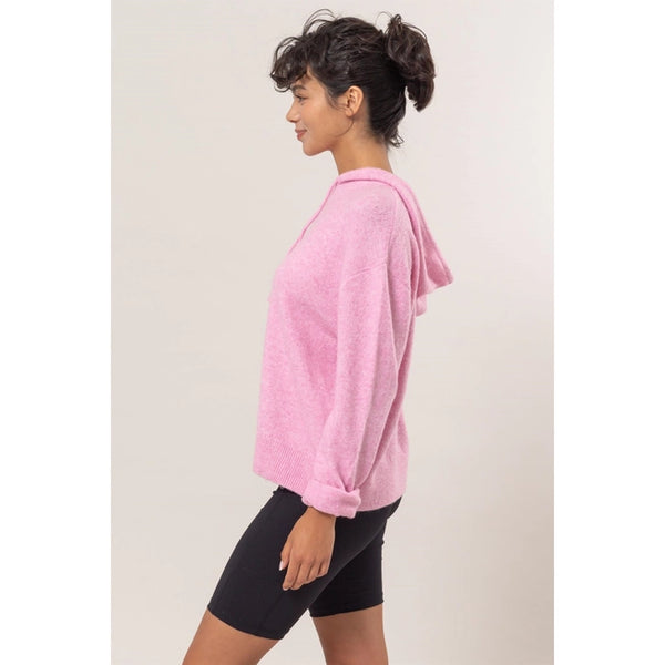 Rose Pink Drawstring Caleigh Hoodie Sweater