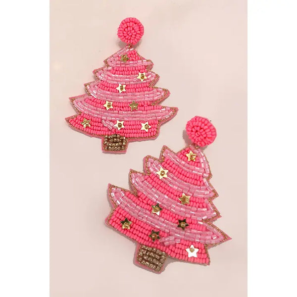 Christmas Tree Holiday Seed Bead Earrings