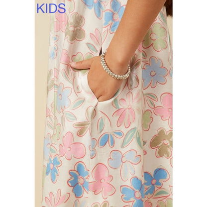 Youth Ivory Floral Puff Sleeve Foiled Dress