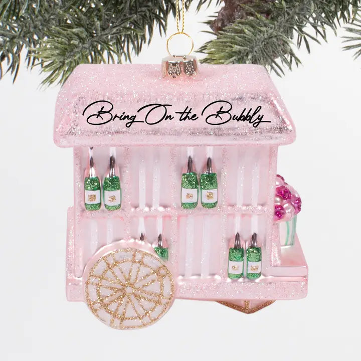 Bubbly Cart Glass Ornament