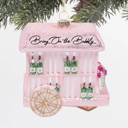 Bubbly Cart Glass Ornament
