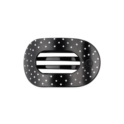 Round Flat TELETIE Clip | Medium | Black Polka Dot Party