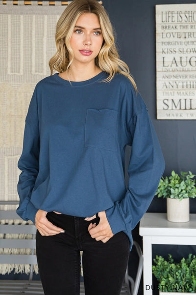 Dusty Navy Knit Ellie Top