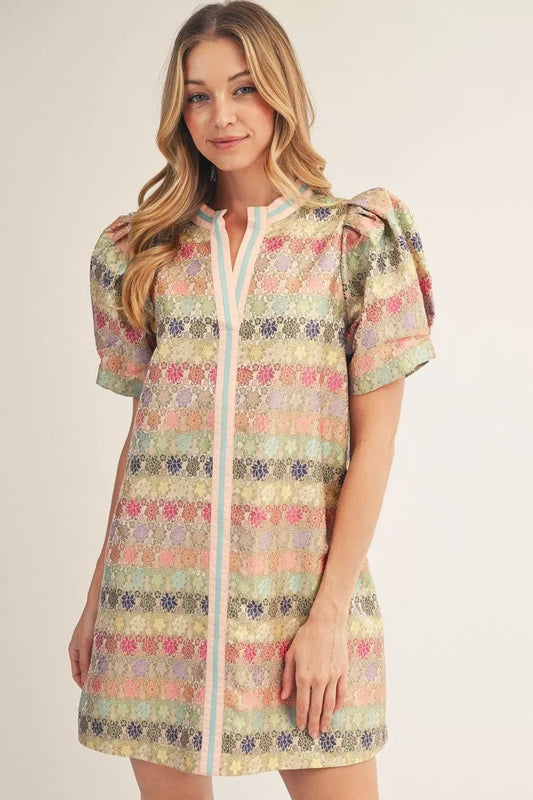 Blush Spring Meadow Puff Sleeve Dress