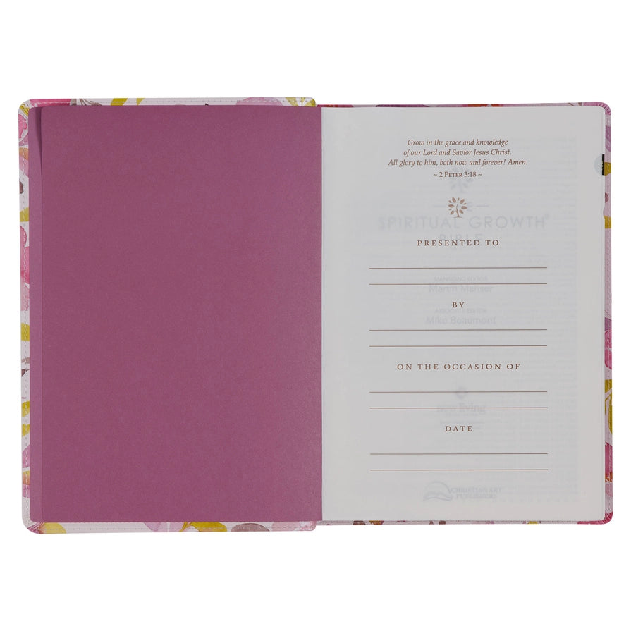 Pink Floral Spiritual Growth NLT Bible