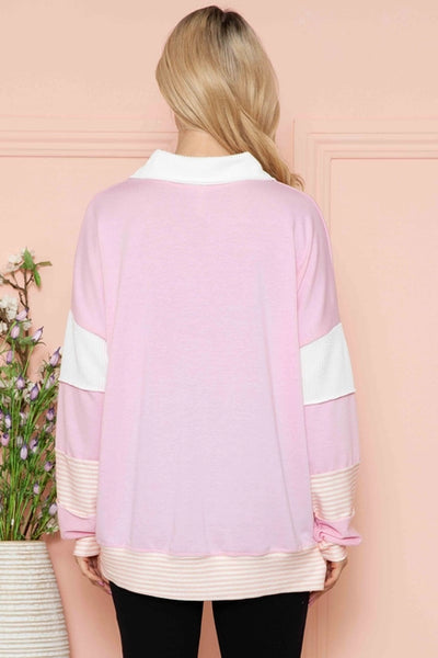 Pink Stripe & Color Block Contrast Eden Top