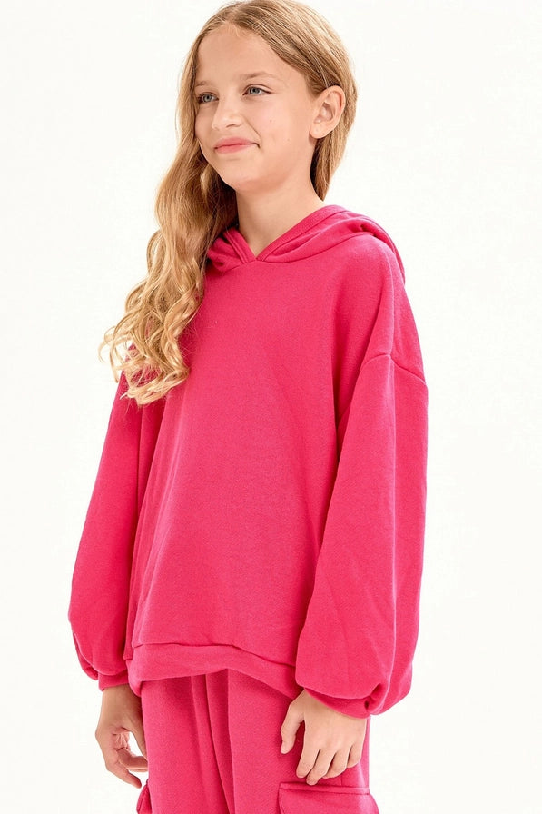 Youth Hot Pink Cotton French Terry Hoodie