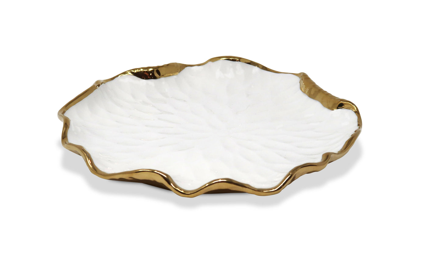 Salad Plates New Bone China with Gold Scalloped Edge