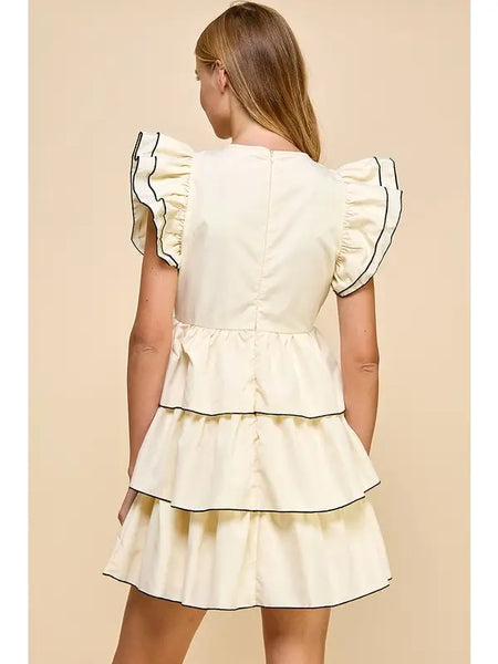 Cream Celeste Tiered Ruffle Dress