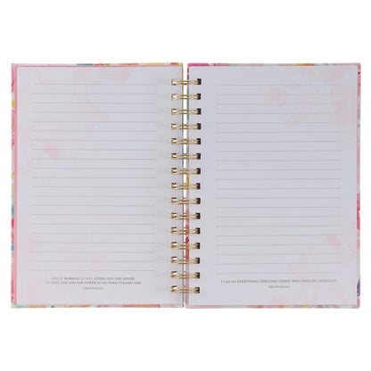 Multi-Colored Floral All Things Through Christ Spiral Journal