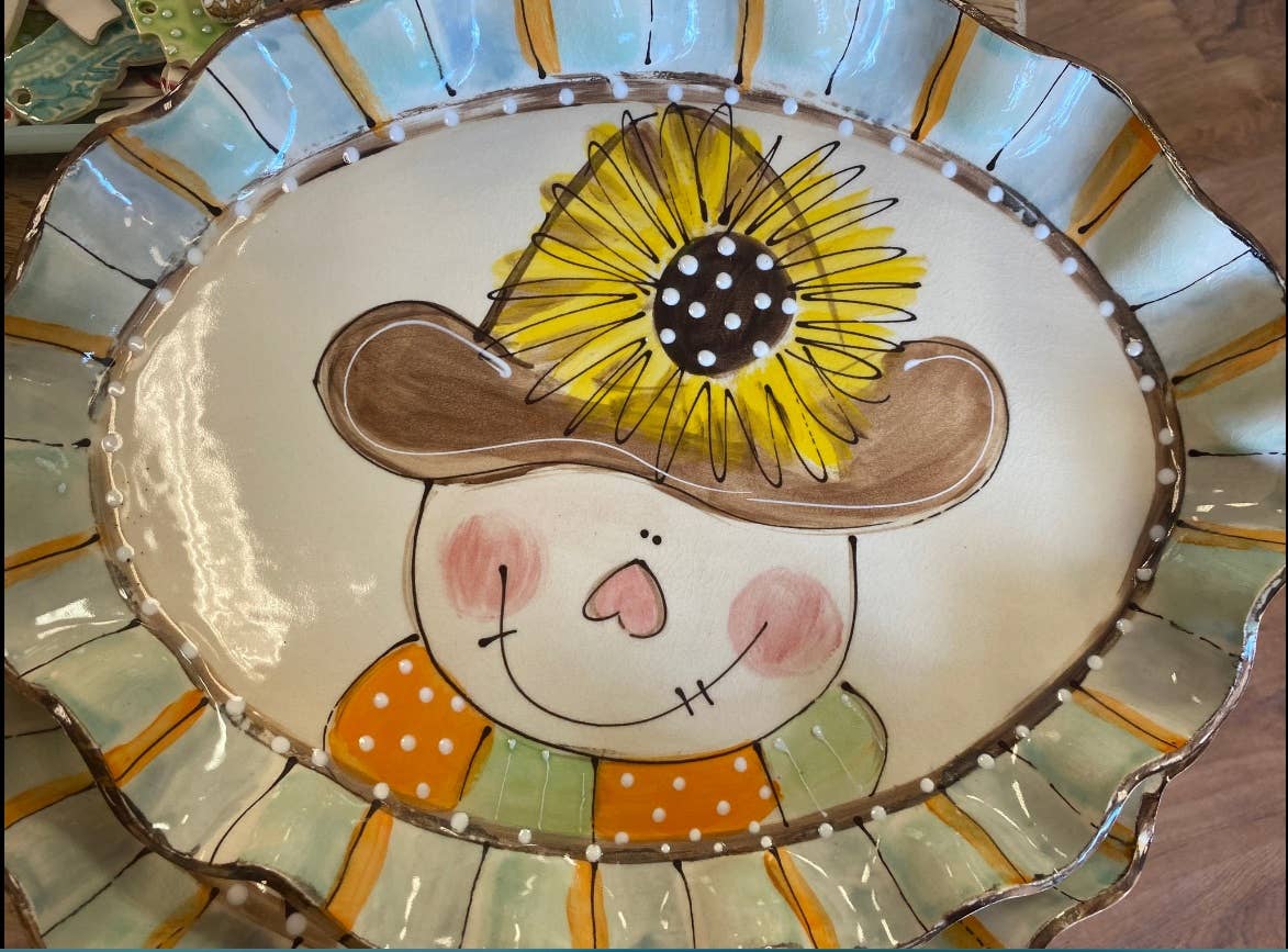 Fall Scarecrow Oval Platter