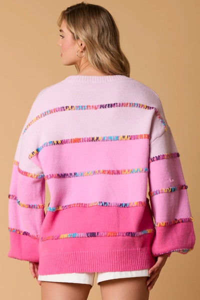 Rainbow Stitch Color Block Stripe Mila Sweater