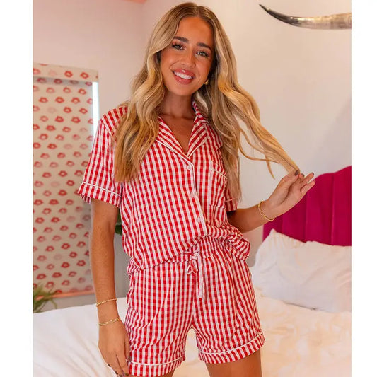 Lulu Mac Red Gingham Pj Short Set