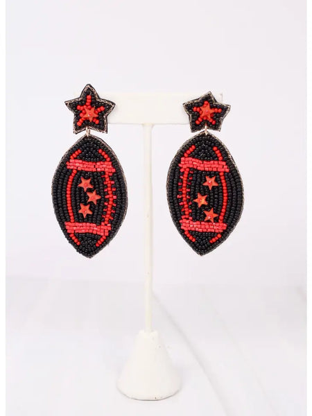 Red Snap the Ball Beaded Earrings