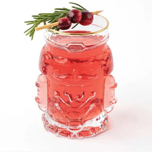 Gold-Rimmed Nutcracker Drinking Glass