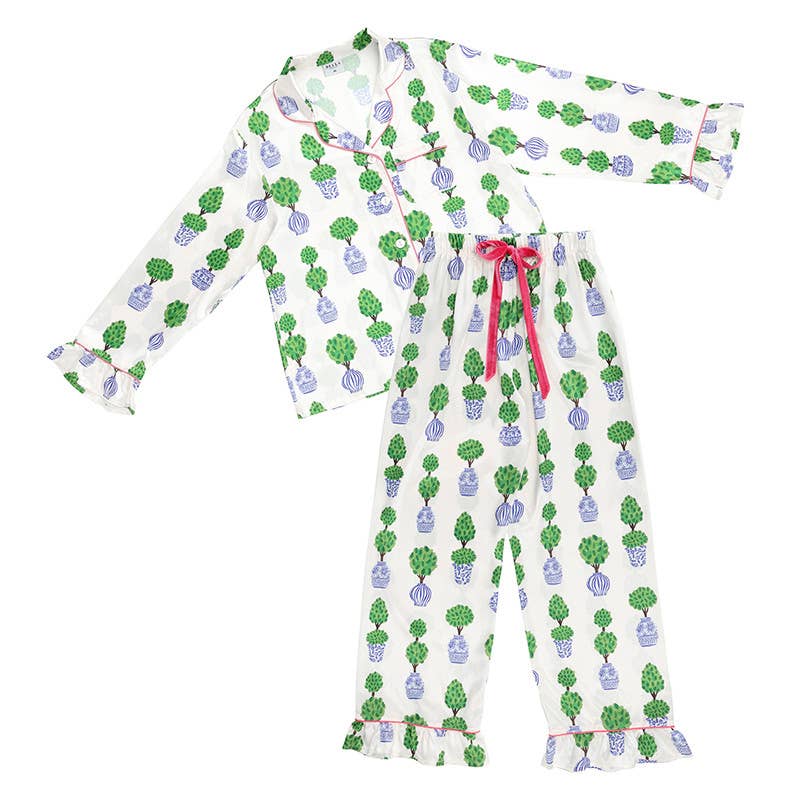 Ivory + Topiaries Velvet Tie PJ Pant Set