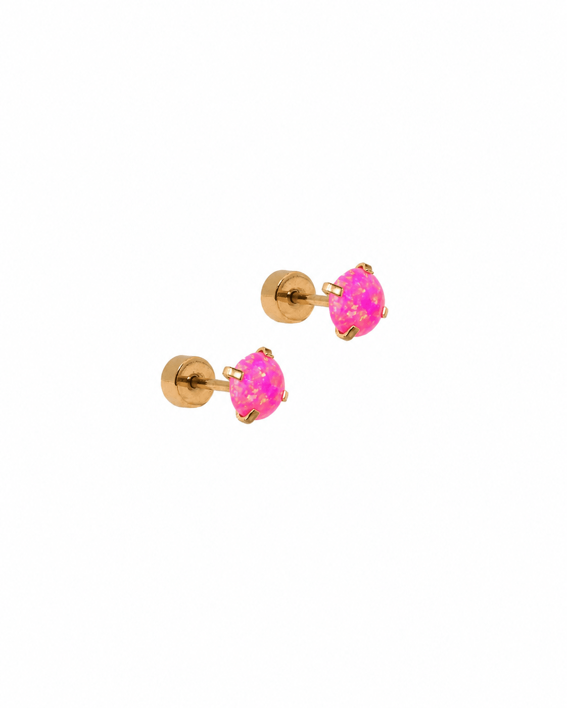 Venus Opal Neon Pink Screwback Stud Earrings
