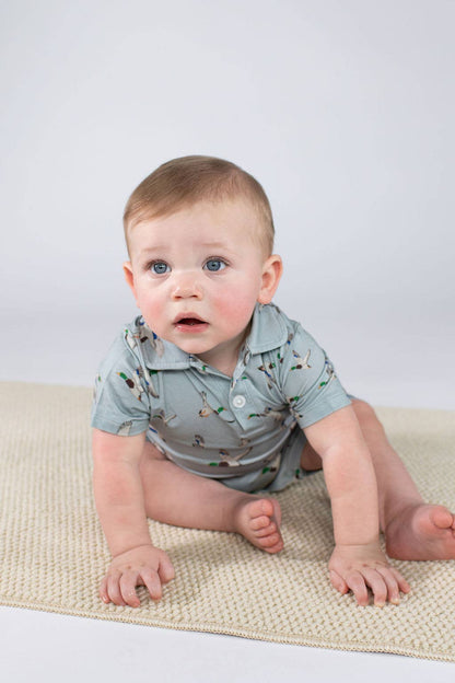 Mallard Ducks Short Sleeve Polo Romper