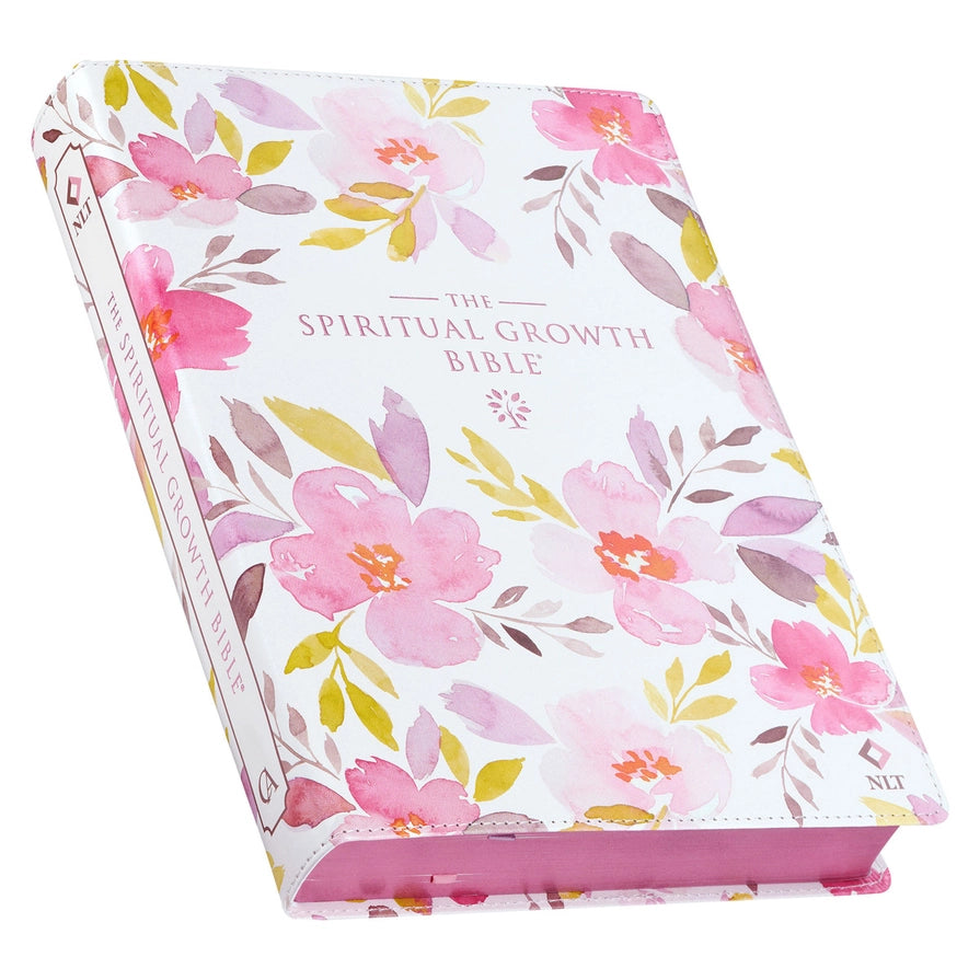 Pink Floral Spiritual Growth NLT Bible