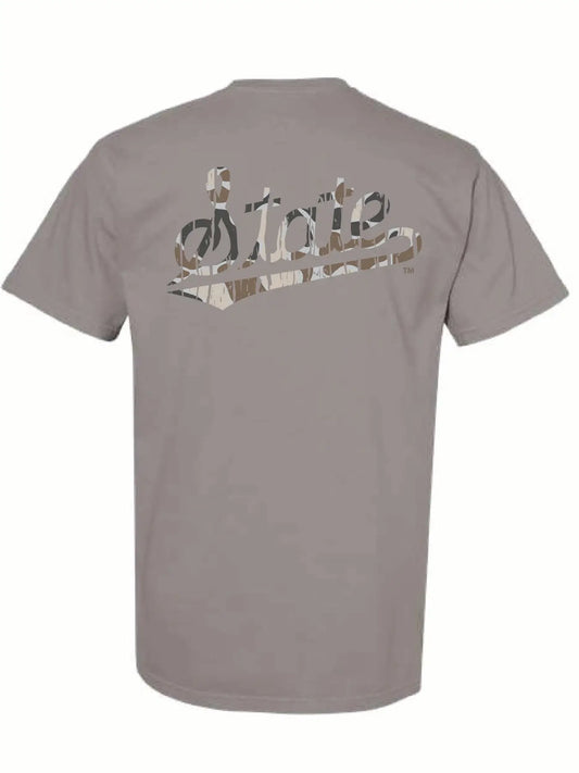 Grey Camo MSU State Short Sleeve
