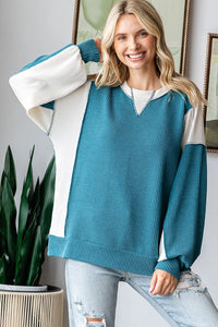 Jade Colorblock Gail Ribbed Top