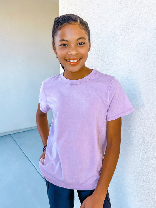 Youth Lavender Seamed Relaxed Fit Washed Tee