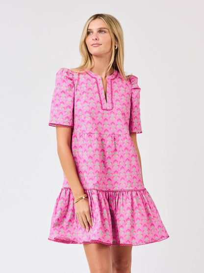 Deco Lilies Fuchsia Adelyn Dress