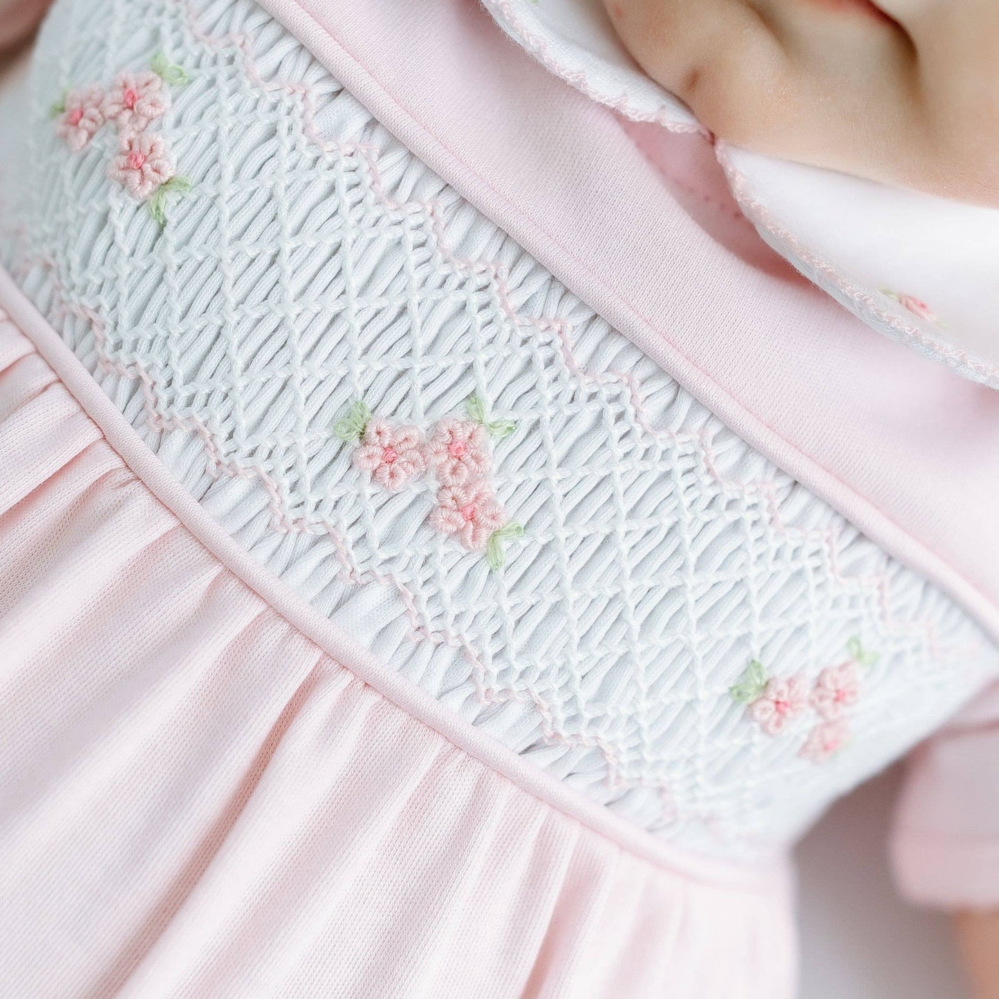 Magnolia Baby Pink Willow's Classics Smocked Short Sleeve Bubble