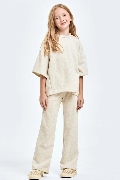 Youth Light Gray French Terry Top & Pant Set