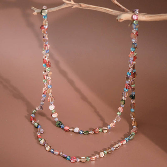 Long Multicolor Shell Bead Necklace