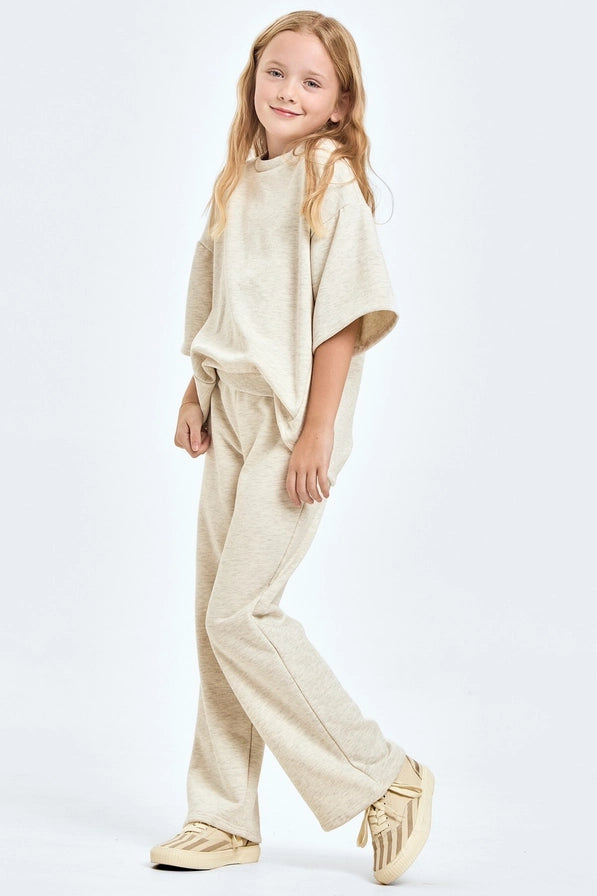 Youth Light Gray French Terry Top & Pant Set