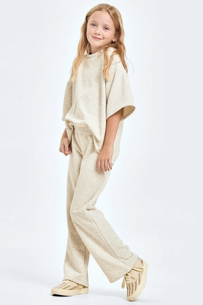 Youth Light Gray French Terry Top & Pant Set