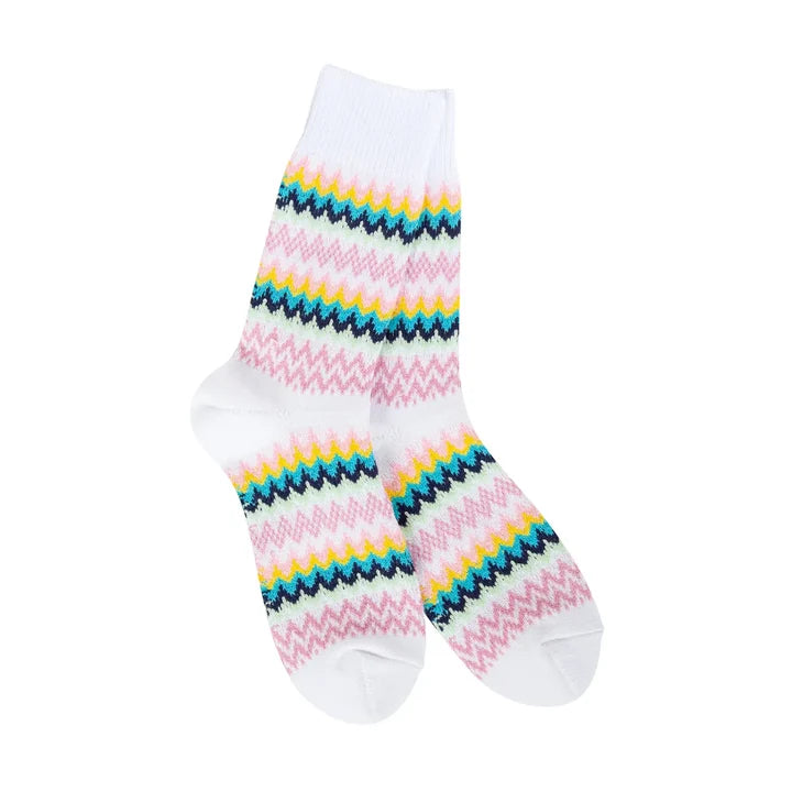Weekend Zig Zag Crew - White Multi