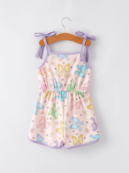Youth Purple Bow Suspender Jumpsuit