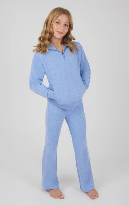Girl's Blue Heron Confetti Half Zip Pullover & Flare Set