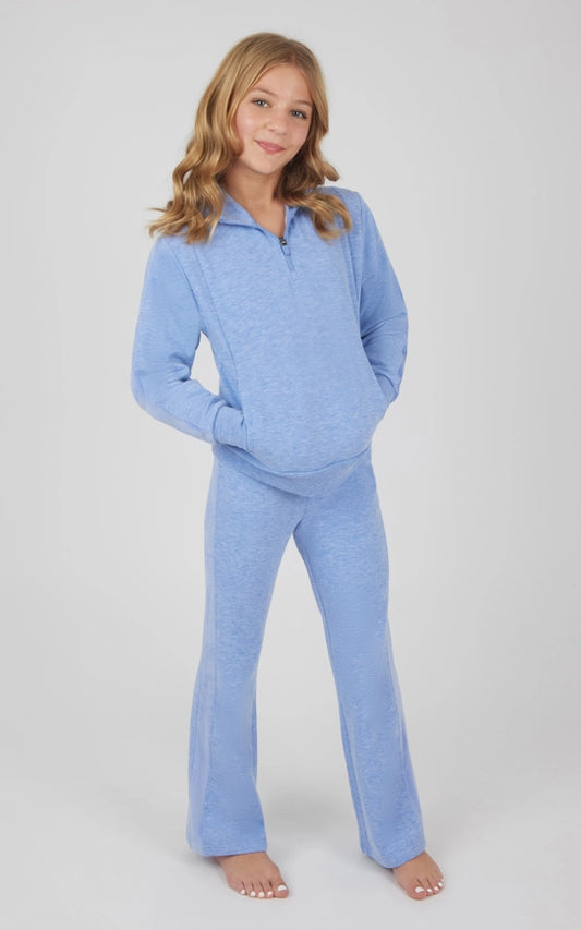 Girl's Blue Heron Confetti Half Zip Pullover & Flare Set