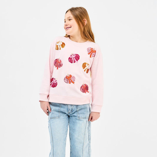 Youth Sarah Pumpkin Bows Sweatshirt