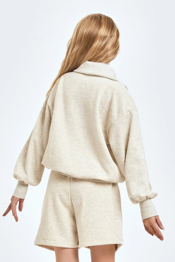 Youth Light Gray French Terry Half Zip Sweatshirt