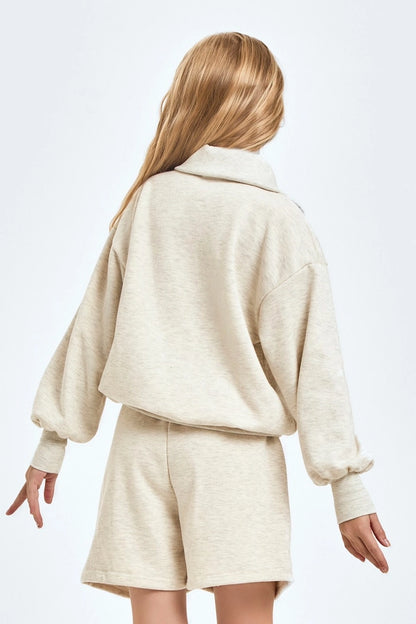 Youth Light Gray French Terry Half Zip Sweatshirt