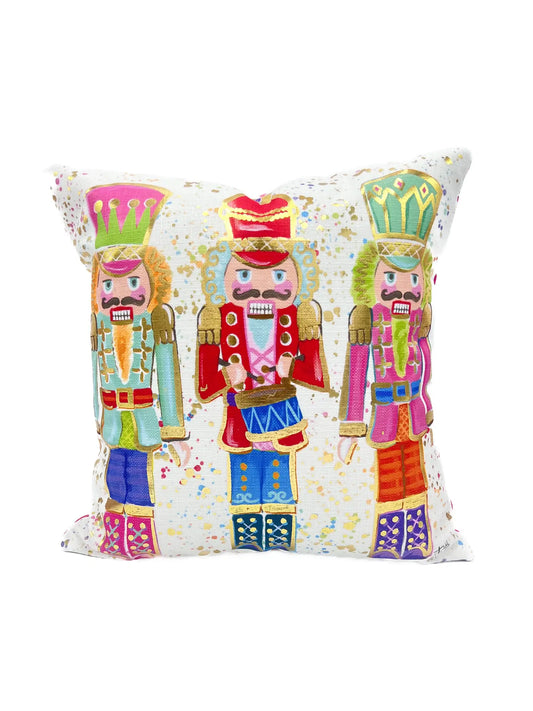 Colorful Golden Nutcrackers Gold Foil Pillow