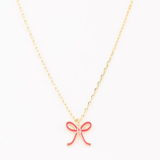 Michelle McDowell Girl Pink Bow Necklace