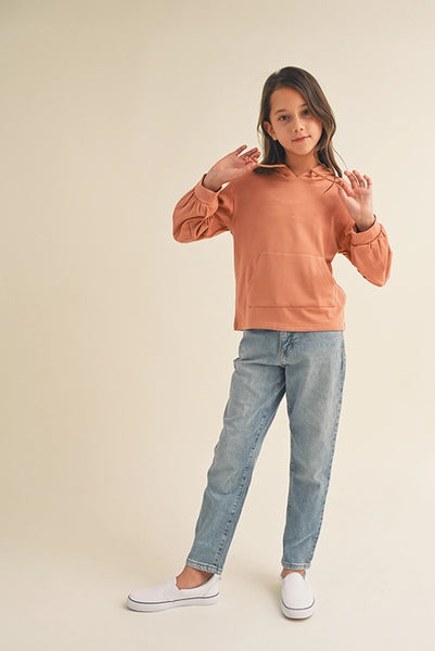 Tween Salmon Hooded Pocket Sweater