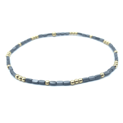 2mm Harbor Dark Gray + Gold Filled Waterproof Bracelet