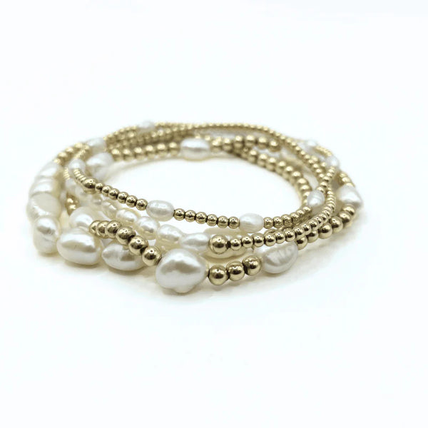 Baroque Patterned Pearl Bracelet in 14k Gold-Filled