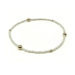 White Game Day Gold-Filled & Seed Bead Waterproof Bracelet